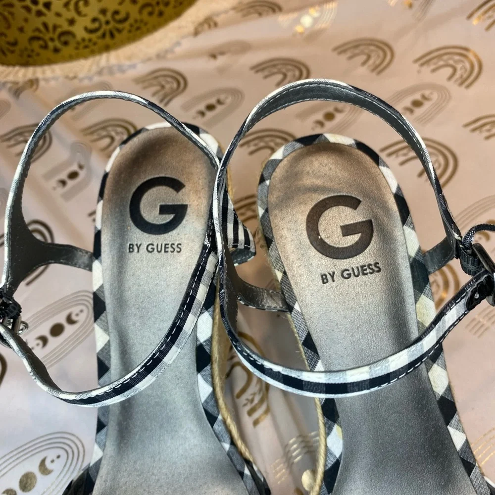 G by Guess Checkered Bow Sandals